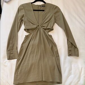 Zara Khaki Long Sleeve Dress